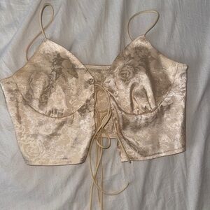 Commense Gold Tie Front Top